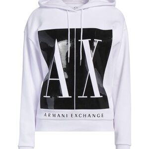 Armani Exchange White Hoodie with Black AX Design
